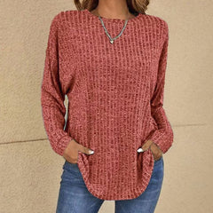Elin | Trui Dames Oversized Wafelgebreide Ronde Hals Pullover