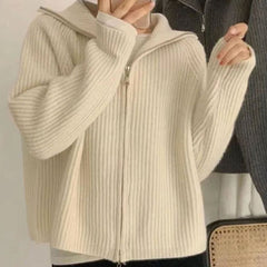 Lotte | Vest Dames Geribd Gebreid Oversized Ritsjas