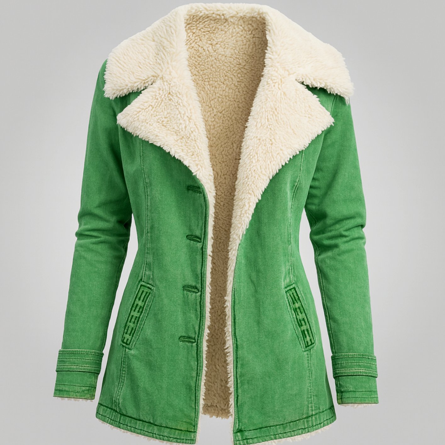 Fleur | Warme Fleece Gevoerde Dames Jas Reverskraag Knopen