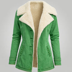 Fleur | Warme Fleece Gevoerde Dames Jas Reverskraag Knopen