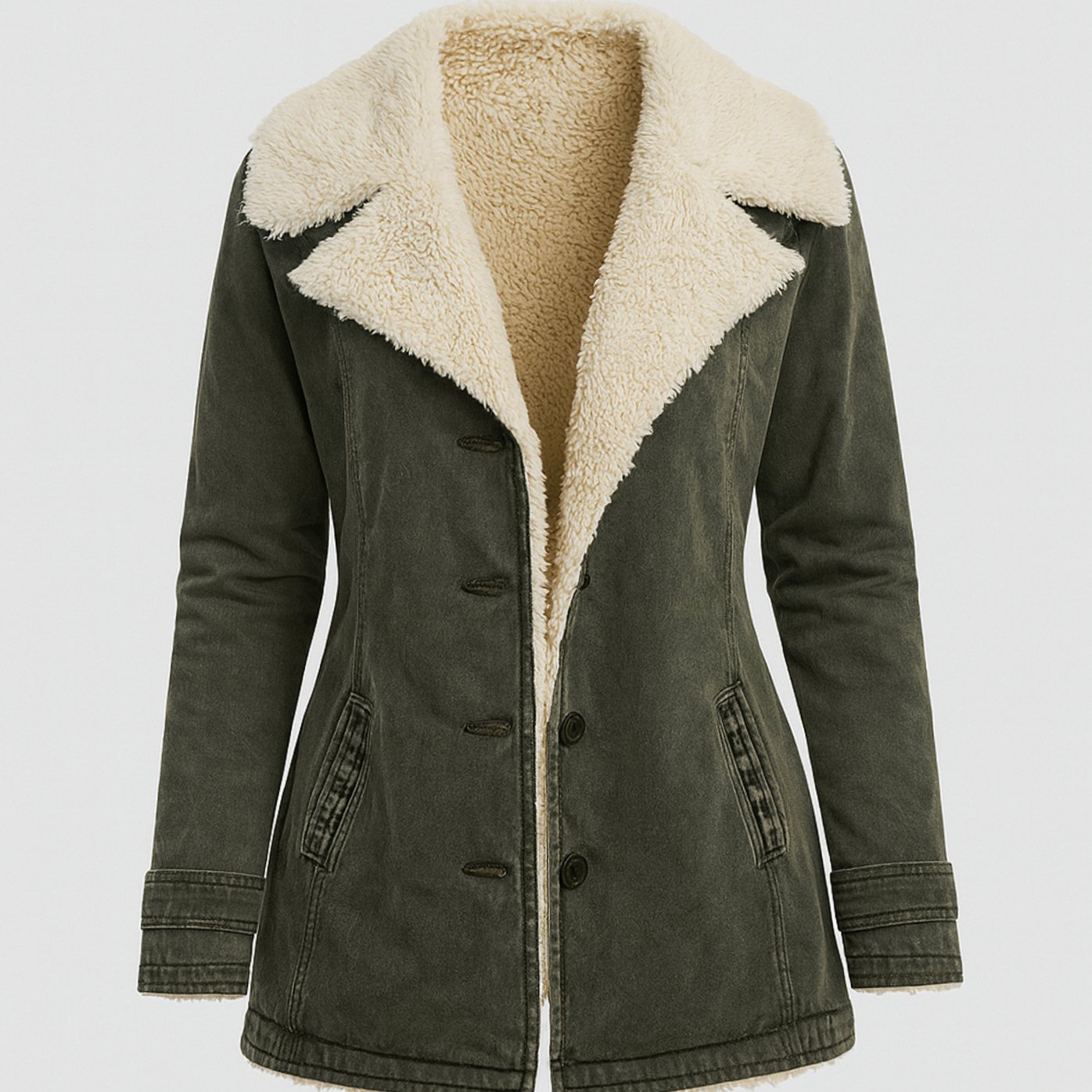 Fleur | Warme Fleece Gevoerde Dames Jas Reverskraag Knopen