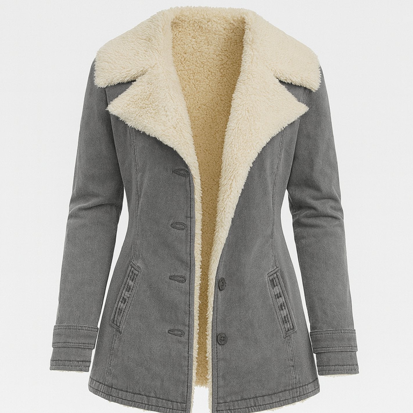 Fleur | Warme Fleece Gevoerde Dames Jas Reverskraag Knopen