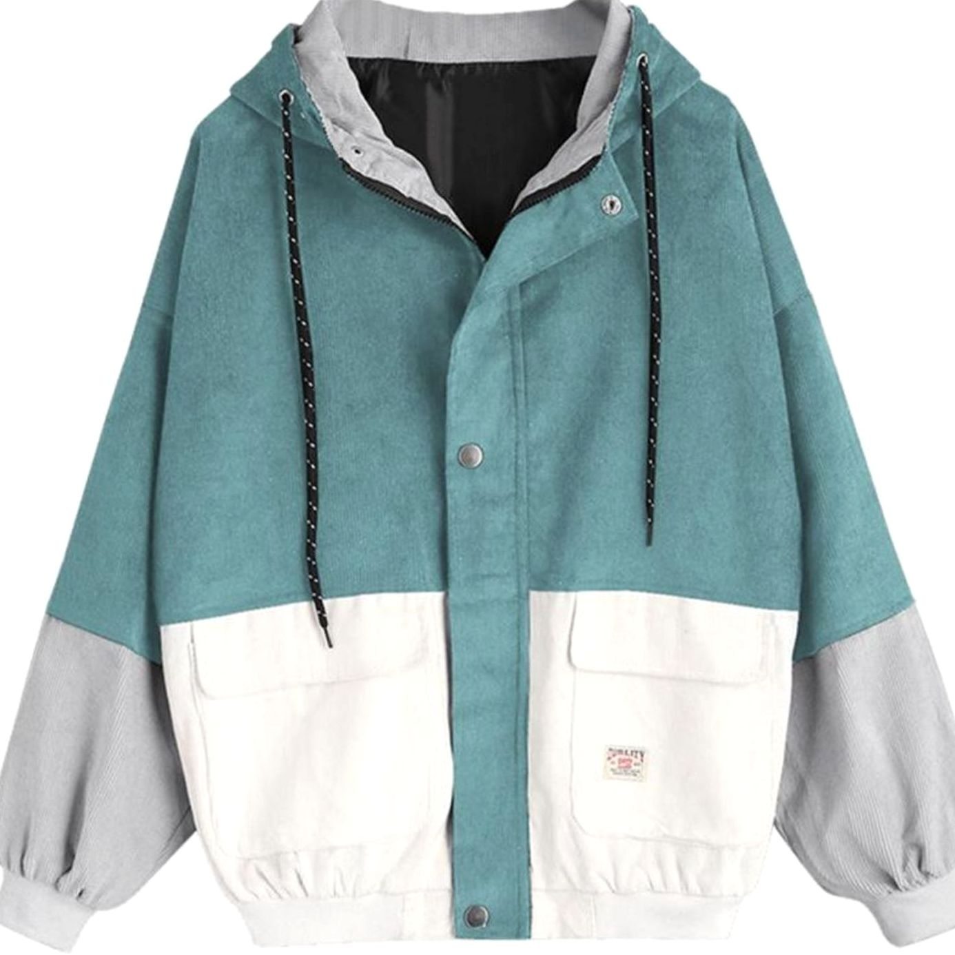 Lieke | Winterjas Dames Kleurblok Corduroy Capuchonjas Elastische Zoom